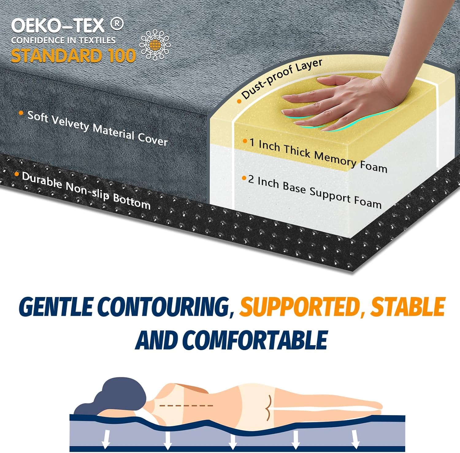 CYMULA Memory Foam Camping Mattress Pad, CertiPUR-US Sleeping Mat, Portable Roll Up Mattress for Adults, Camping Bed Pads for Sleepover, Car Bed with Travel Bag - Image 2